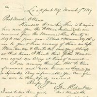 Letter from George Richardson to Ottawa postmaster about Ottawa Indians, 1889