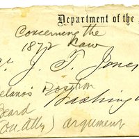 Envelope addressed to J. T. Jones, Washington City