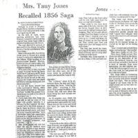 Mrs. Tauy Jones Recalled 1856 Saga