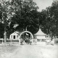 People gathered at Forest Park Entrance