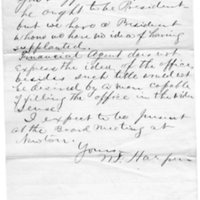 Letter from W. F. Harper to M.L. Ward, 1886