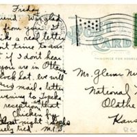 Postcard sent to Glenn Nutt by M.C. S., 1917