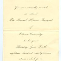 Invitation to the Annual Alumni Banquet, 1897