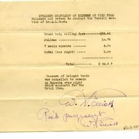 Itemized statement of expense from W. A. Elliott for Ward funeral