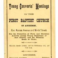 Announcement of Young Converts&#039; meeting, Atchison, Kansas