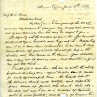 Letter  to M. L Ward from Ottawa Mayor A.W Benson - 1879