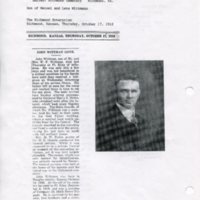 Richmond Enterprise obituary and  photo of John Wittmann, October 17, 1918.