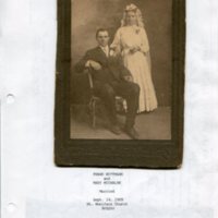 Scan of wedding photo of Frank Wittmann and Mary Michalek, married Sept. 14, 1909 at St. Boniface Church, Scipio.