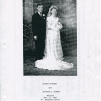 Scan of wedding photo of Albert Wittman and Laverne H. Kueser married Nov. 27, 1945 at St. Boniface Church, Scipio.