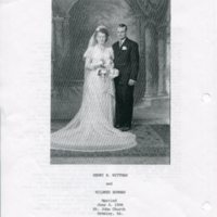 Scan of wedding photo of Henry E. Wittman and Hildred Bowman married June 4, 1946 at St. John Church, Greeley, Ks.